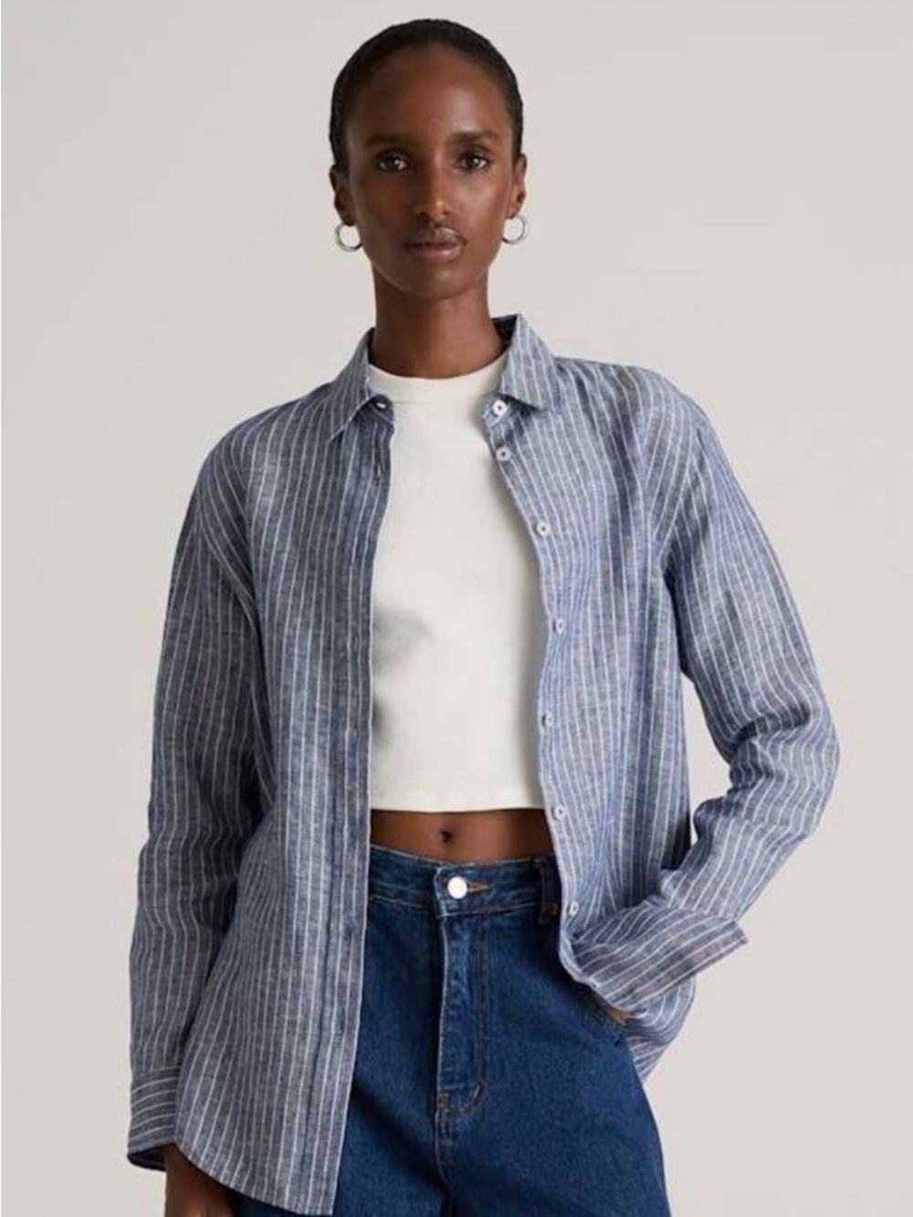 Quince Blue Striped Button-Down Shirt